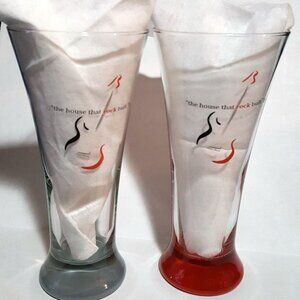 (2) Vintage 1995 Rock & Roll Hall Of Fame Cleveland Ohio Sling Glass 8.2 inches